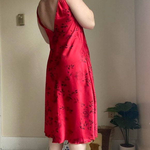 SOLDVintage red floral satin slip dressSOLD - Picture 8 of 8